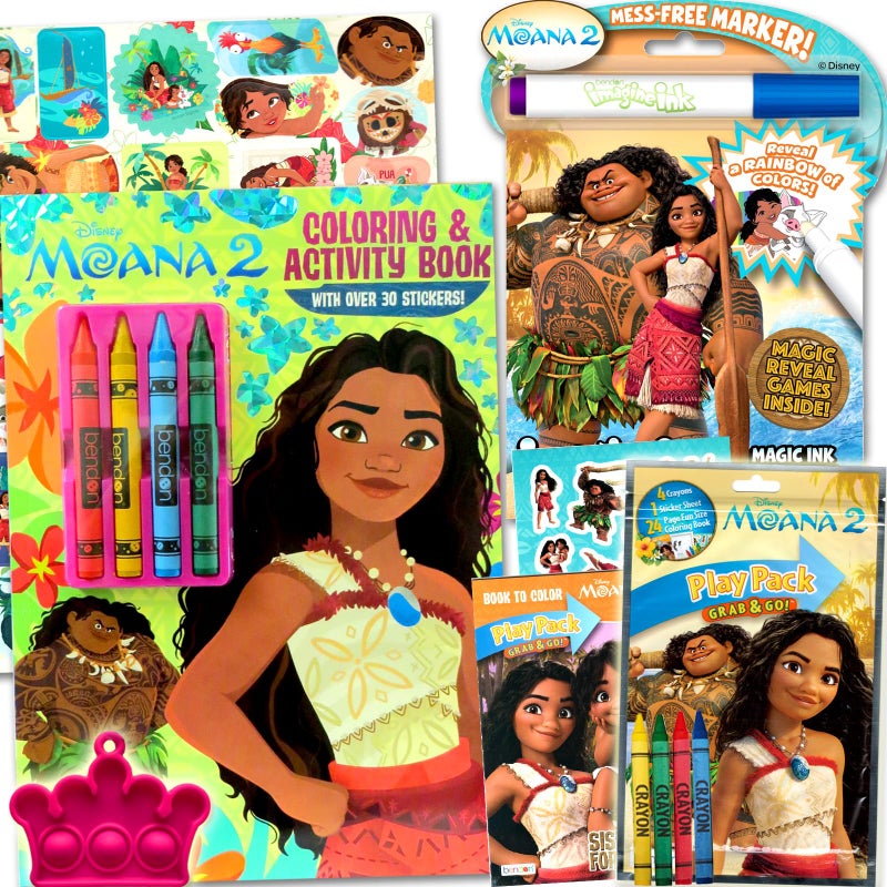 Bendon Disney Moana 2 Coloring and Activity Book Set - Bundle with Imagine Ink Coloring Book, Stickers, Play Pack and More - Image 1